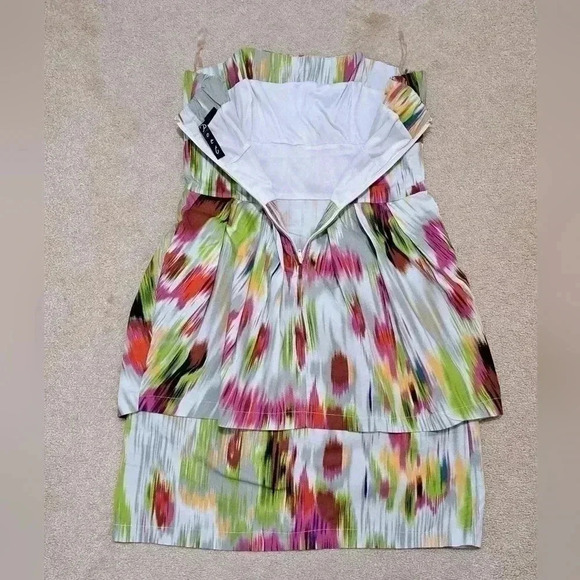 ❤️ Women's Strapless Mini Dress - Poet Mulitcolour Short Dress - Size 7 - Picture 12 of 13